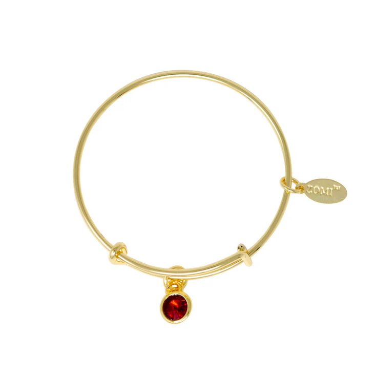 January is garnet, which is said to represent eternal friendship. Elevate her style with our exquisite January Birthstone Bangle Bracelet crafted with care from premium brass and luxuriously plated with 18K gold. Adjustable Yellow Gold Ruby Jewelry, Elegant Gold Bracelets With Ruby, Elegant Gold Ruby Bracelets, Gold Plated Crystal Bangle Bracelet For Gift, Elegant Gold Bangle With Birthstone, Gold Gemstone Bracelets As Gift, Adjustable Gold Gemstone Bracelet Gift, Spiritual Gold Charm Bracelet With Gemstones, Adjustable Gemstone Gold Bracelet For Gifts