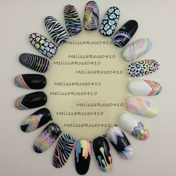 Black And Bright Color Nail Designs, Nail Art Wheel, Pastel Nail Art, Unghie Nail Art, Pastel Nail, Gel Powder, Simple Gel Nails, Nail Dip, Blush Nails