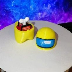 a yellow and blue toy sitting on top of a white table next to a purple space filled with stars