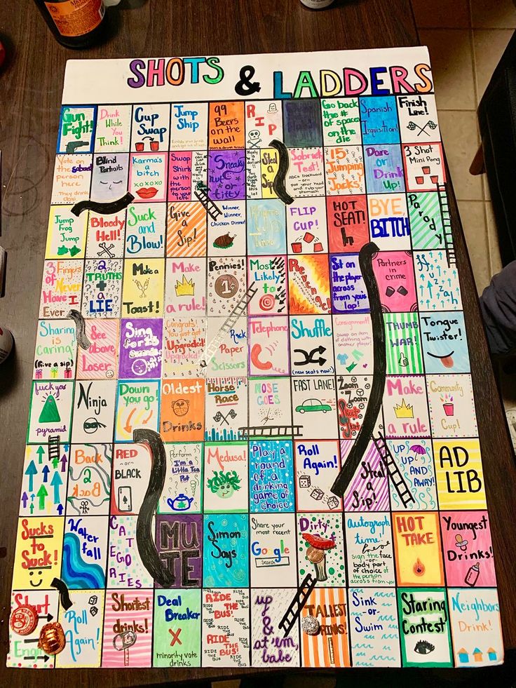 a board game with lots of words on it