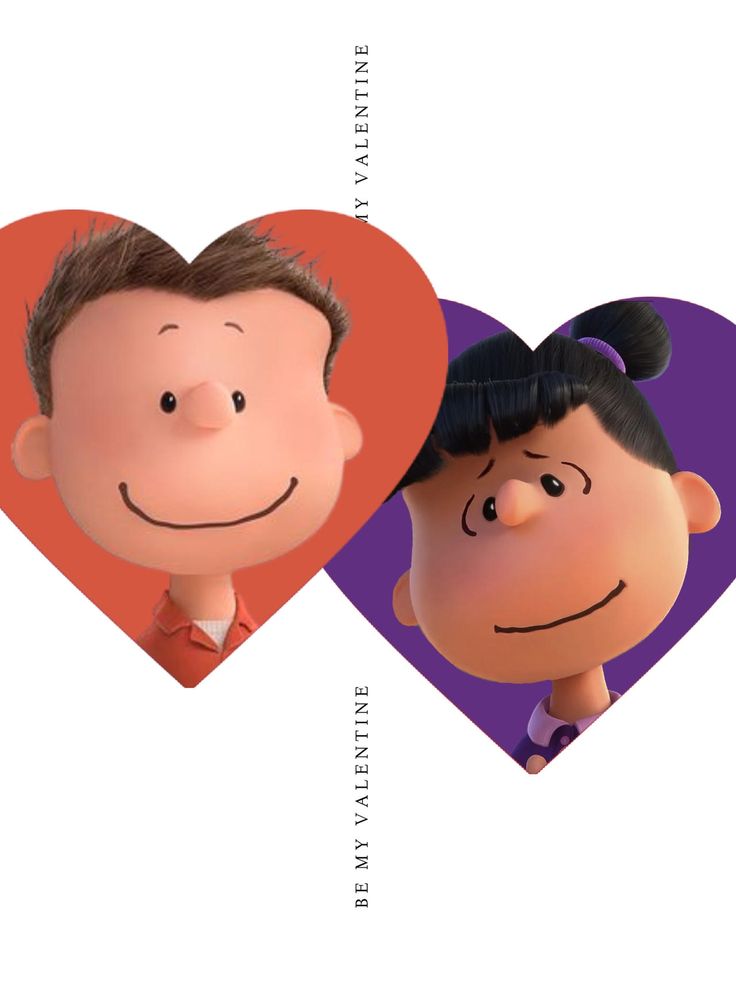 two hearts shaped like the faces of charlie brown and his girl friend, charlie brown