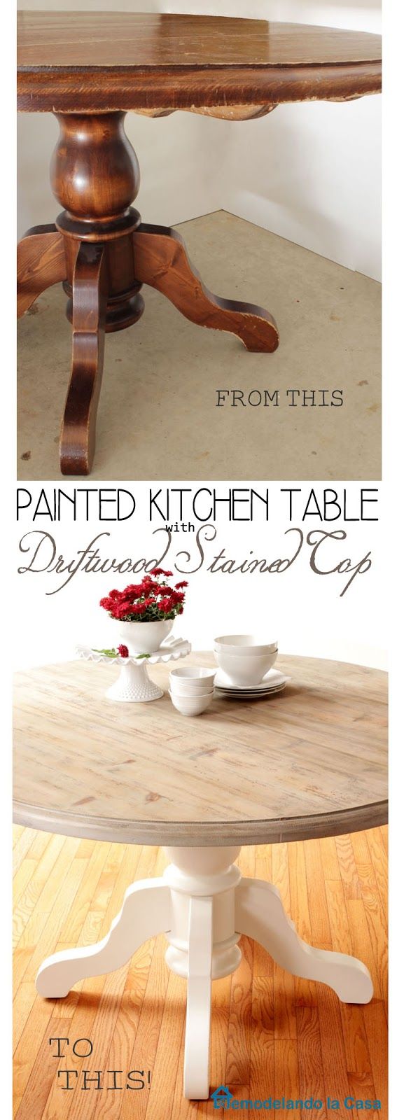 an image of a wooden table with the words painted kitchen table on it's top