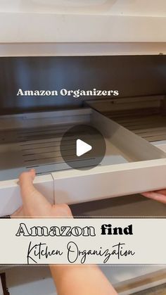 someone is opening an amazon find kitchen organization drawer with the words amazon find on it