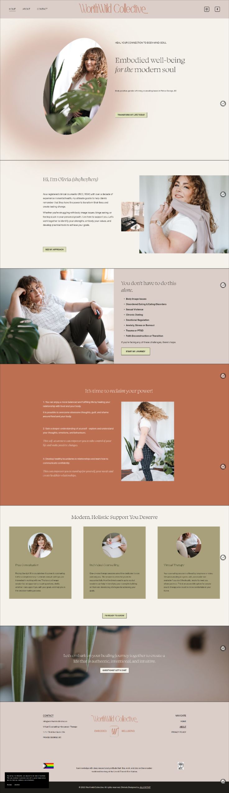 bold / Generous / holistic / lively / Hopeful / Introspective / Dynamic / Fresh  / Elegant / Abundant / Collaborative website and branding for Queer therapist in BC Minimal Website Layout, Regenerative Business, Coach Business Card, Life Coach Business Cards, Minimal Website, Holistic Therapy, Life Coach Business, Massage Business, Conscious Business