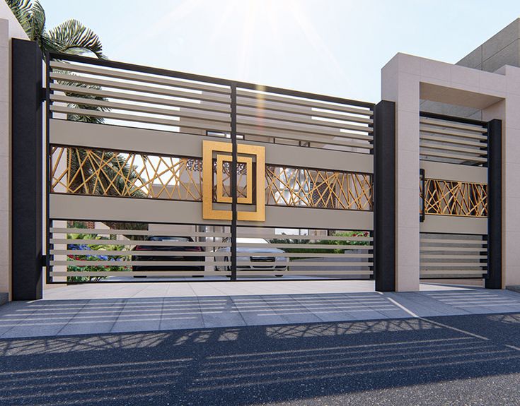 a modern gated entrance to a house