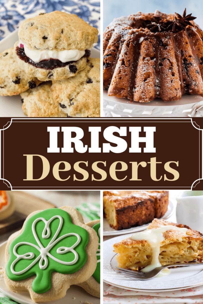 irish desserts and pastries are featured in this collage