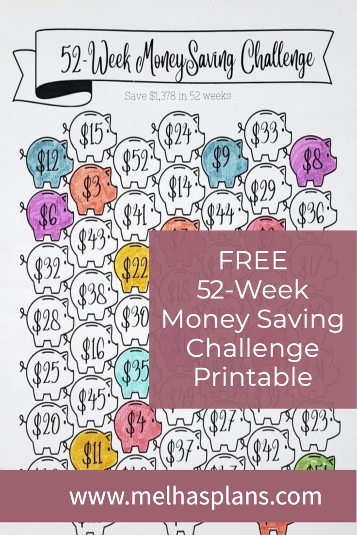 the free 52 week money saving challenge printable