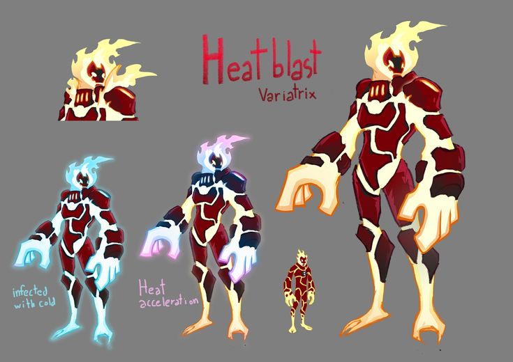 an image of some character designs from the video game heatblast vernatrix