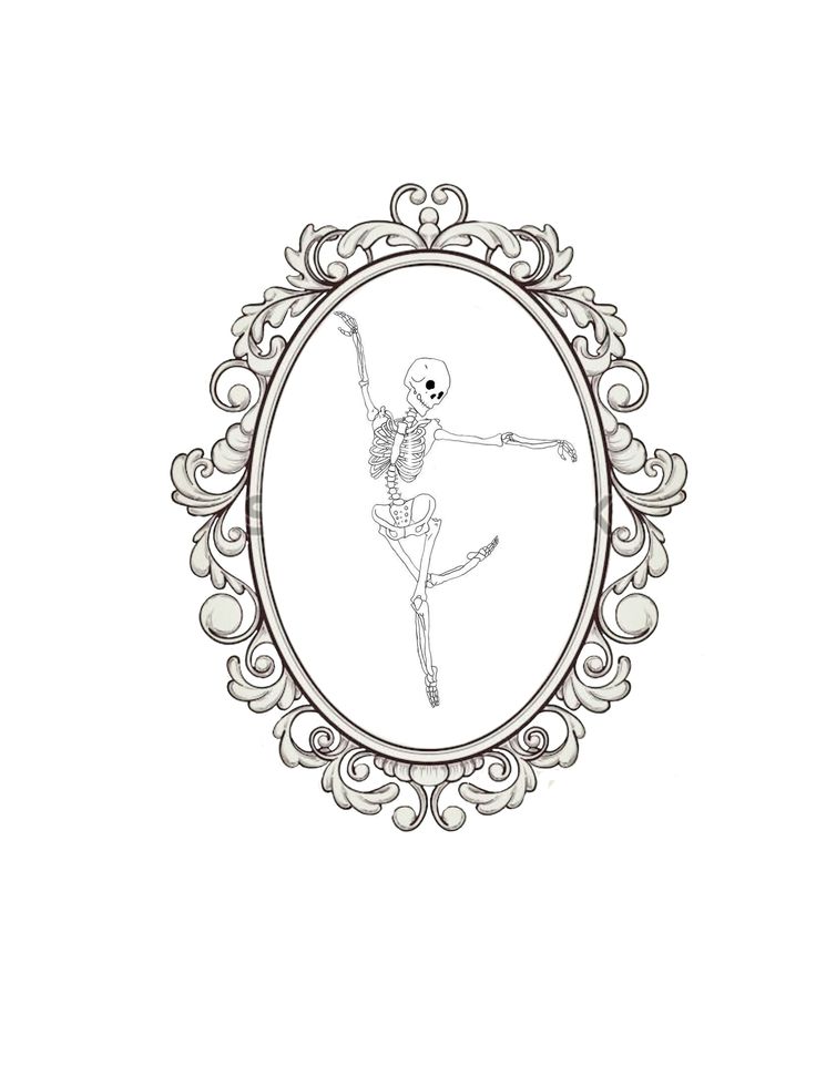 a drawing of a skeleton in a frame