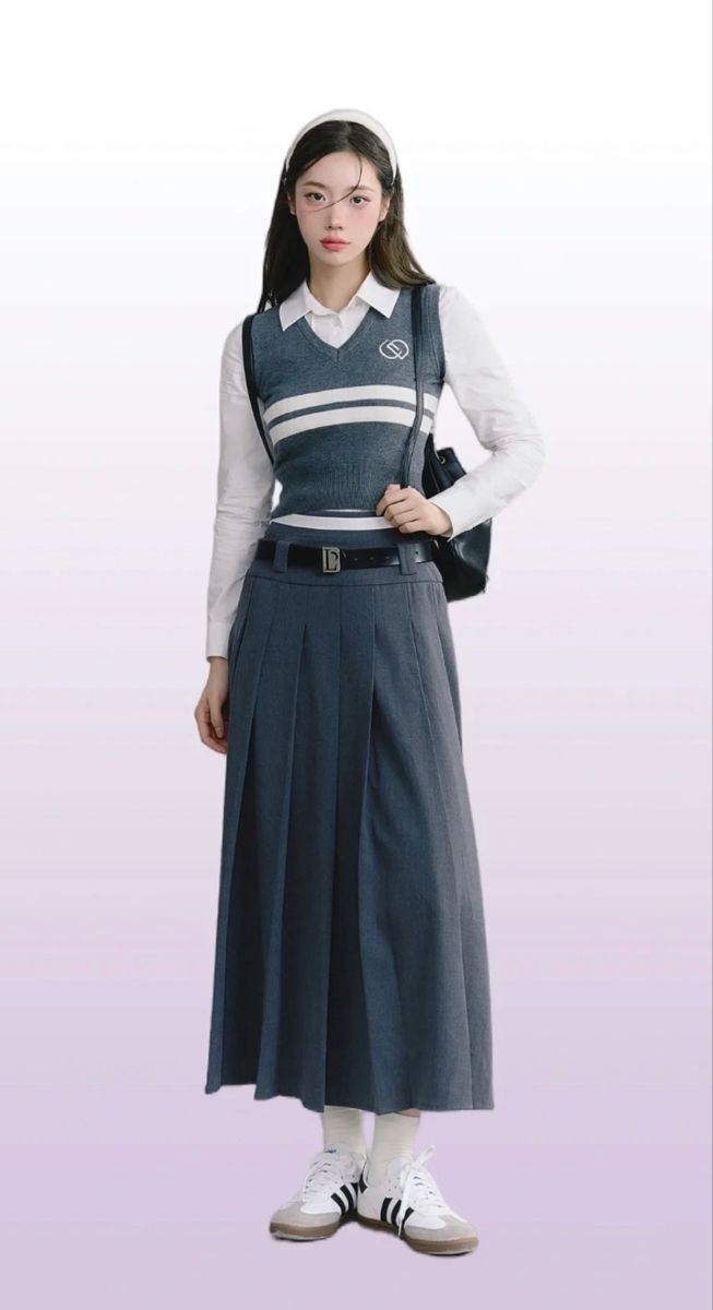 Classic Y2k Outfits, Above Knee Skirt Outfit, Japanese Preppy Fashion, Korean Retro Outfits, Japanese Fashion 2023, Korean Winter Outfits Women, Technology Outfit, American Style Outfit, Science Outfits