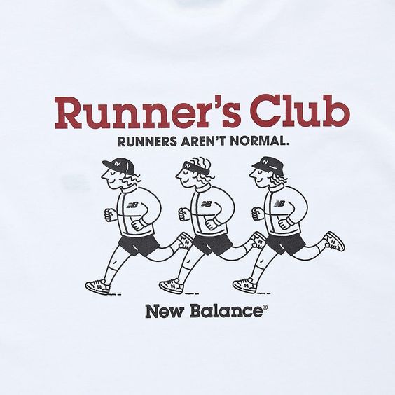 the runner's club t - shirt is white with red and black lettering on it