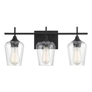 three light bathroom fixture with clear glass shades