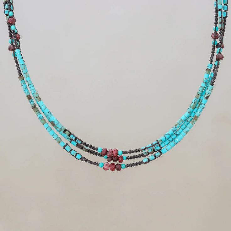 Jasper and Reconstituted Turquoise Beaded Strand Necklace - Bohemian Ocean | NOVICA Turquoise Jewelry Necklace, Nice Necklaces, Eclectic Jewelry, Gift Catalog, Bead Necklaces, Southwest Jewelry, Basic Jewelry, Jewelry Cabinet, Turquoise Bead Necklaces