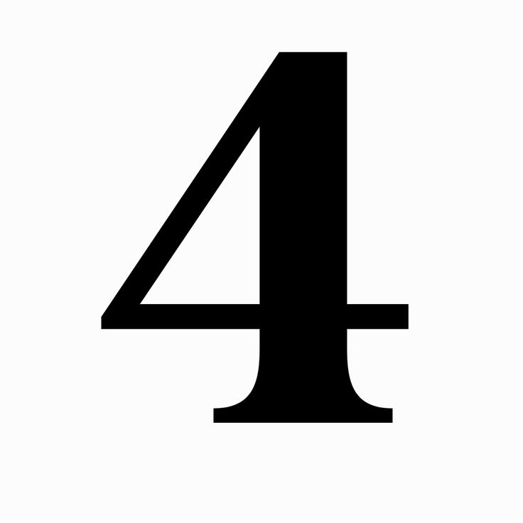 the number four is shown in black on a white background and it appears to be 4