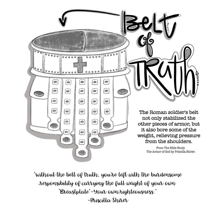 a poster with the words belt of truth written in black and white on top of it