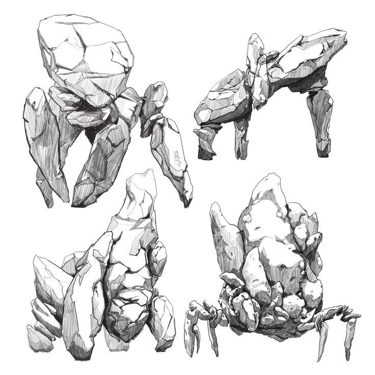 some kind of rock formation that is drawn in pencil and ink, with different angles