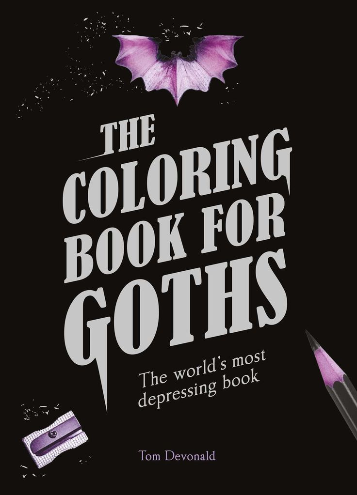 the coloring book for goths is shown with a pen and pencil in front of it