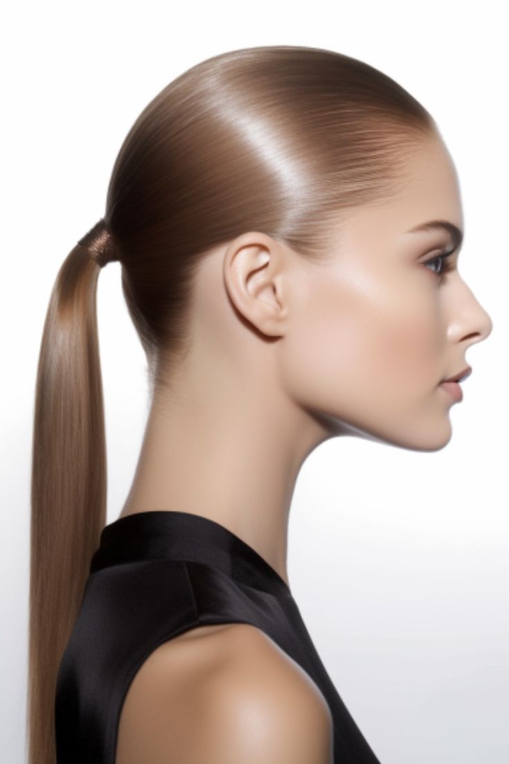 A sleek low ponytail is a fashionable hairstyle for homecoming, suitable for medium to long hair. Achieve this look by applying hair gel to create a slicked-back effect. Click here to check out more easy homecoming hairstyles trending right now. Low Slick Ponytail, Slick Back Low Ponytail, Sleek Back Hairstyles, Wag Fashion, Sleek Low Ponytail, Sleek Back Hair, Slicked Back Hairstyles, Slick Back Ponytail, Chicago Costume