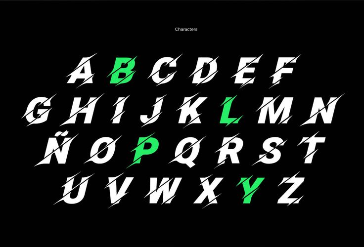 the letters are green and white with black background