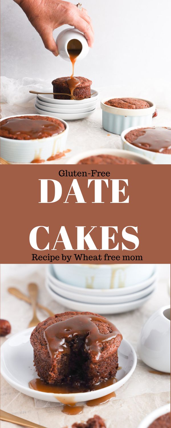 a person pouring chocolate sauce on top of a cake with the words, date cakes recipe by what's free mom