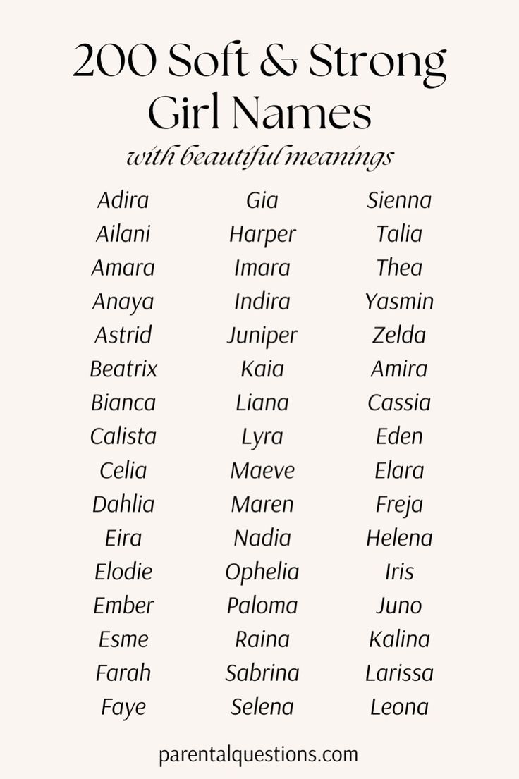 Want the perfect unique and uncommon girl name ideas? Explore our list of 200+ soft but strong girl names with meanings that you’ll adore! Discover the most beautiful and unique girl name ideas with strong meanings. Click through for the full list! Cute baby names, strong girl names. Strong Girl Names, Girl Name Ideas, Classic Baby Boy Names, Strong Baby Girl Names, Bible Baby Names, Uncommon Girl Names, Regal Names, Soft Words