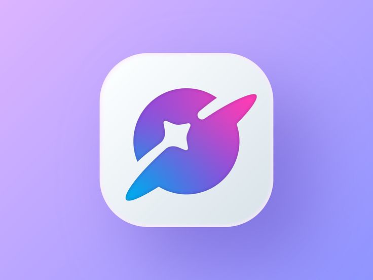 an app icon with a long shadow on the bottom right corner and a purple background