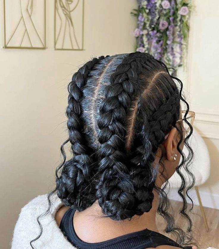 3 Cornrow Braids Black Women, Curly Cornrow Hairstyles, Two French Braids With Curls, Cornrow Bob Braids Hairstyles, French Braid Black Women, Goddess Cornrows Buns, Simple Braided Hairstyles Black Women, Butterfly Cornrows, Butterfly Feed In Braids