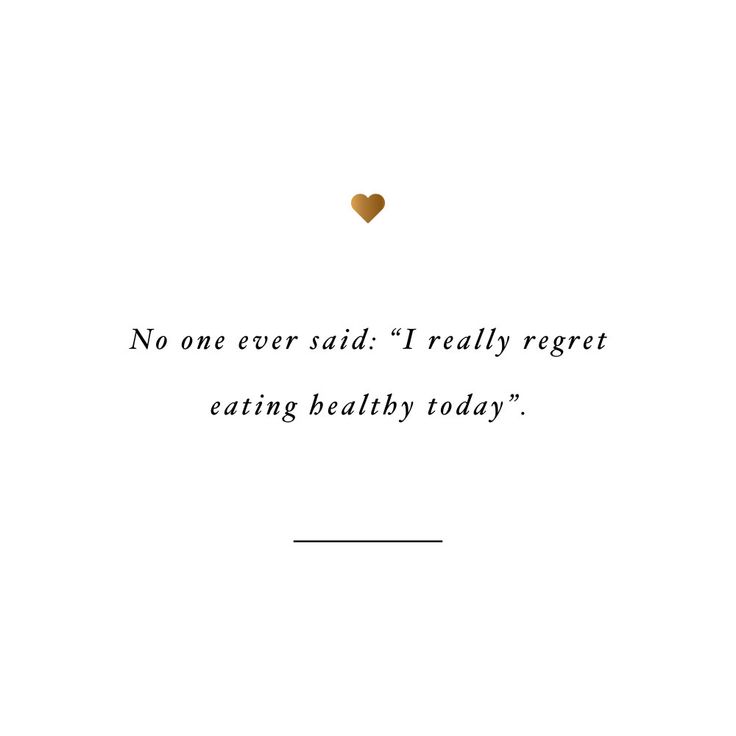 a white background with a gold heart on it and the words, no one ever said i really regret eating healthy today