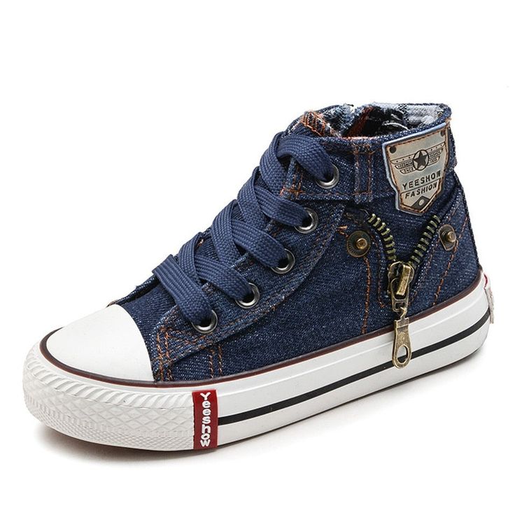 Step up your kids' style game with our chic high-top denim sneakers! Crafted from durable canvas, these lace-up wonders combine fashion and comfort effortlessly. Elevate any outfit with their rugged charm and enjoy a snug fit that keeps you going all day. Perfect for casual outings or urban adventures, these high-top denim sneakers are a must-have statement piece! Boys School Shoes, Sneakers Comfortable, Denim Sneakers, Jeans Claro, Estilo Country, Kids Canvas, Spring Boots, Autumn Fits, Children Shoes