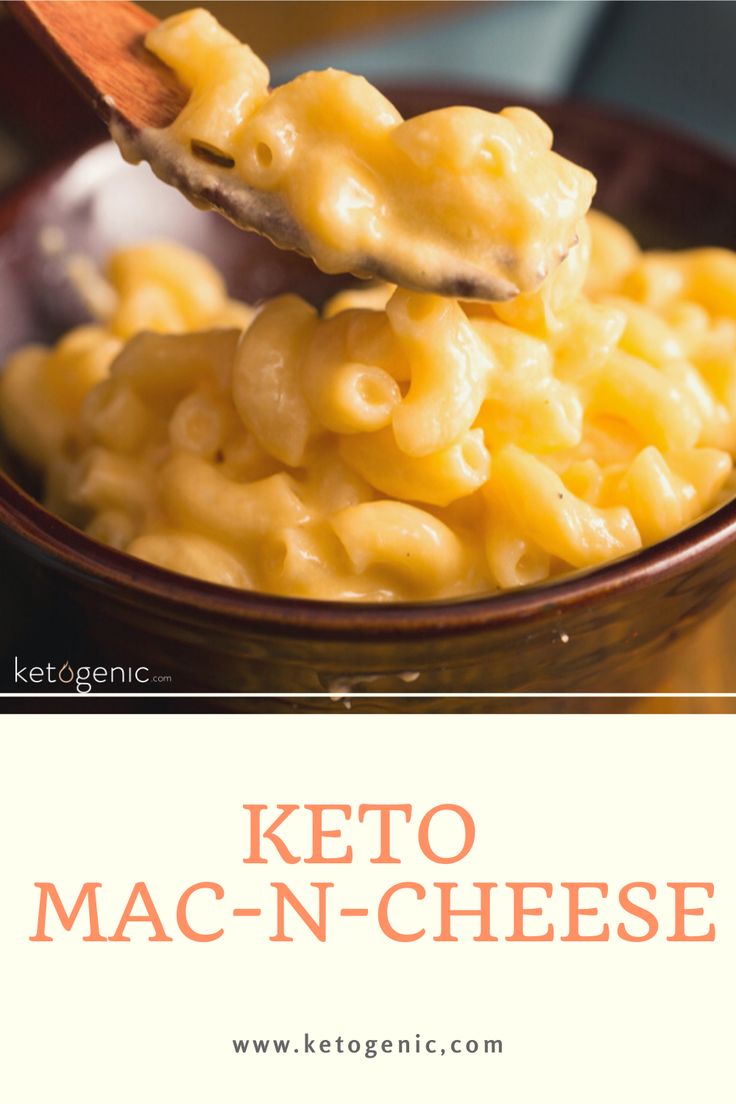 a spoon full of macaroni and cheese with the title keto mac - n - cheese