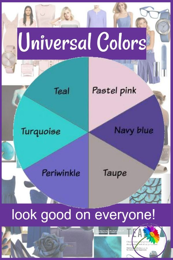 the color wheel with different colors on it and text that says universal colors, pastel pink, turquoise, navy blue, periwinkle