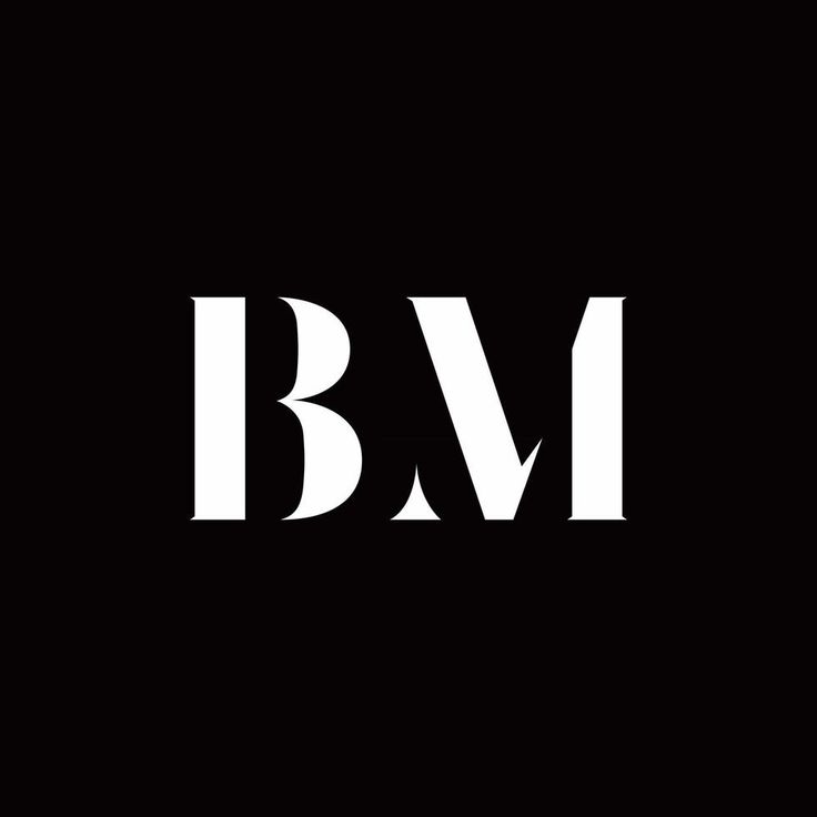 the b & m logo is black and white with letters in different font styles on it