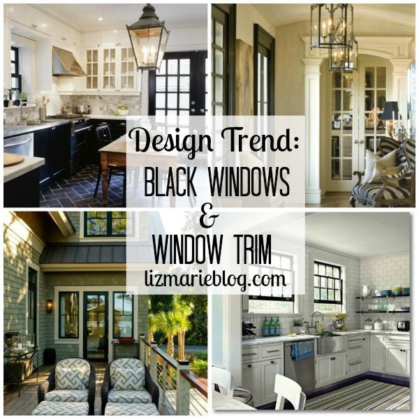 four different pictures with the words design trend black windows and window trim