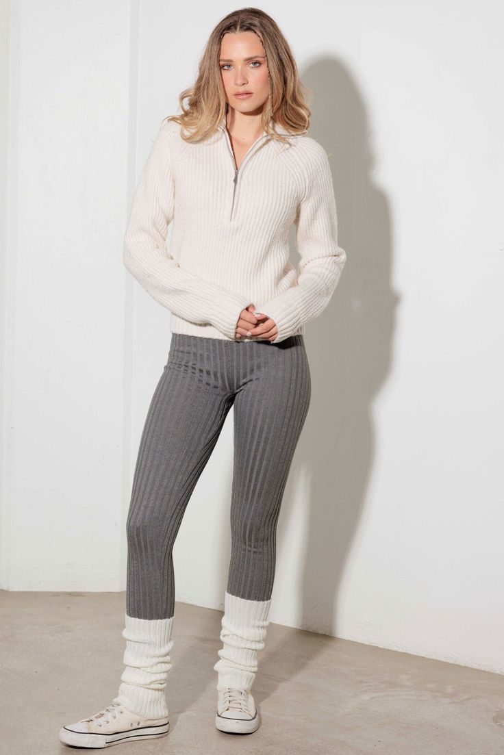 Upgrade your winter wardrobe with our Ribbed High Waist Cozy Sweater Leggings! Made with a soft, warm material, these leggings offer a comfortable fit while keeping you stylish. The high waist design provides a flattering silhouette and the ribbed texture adds a touch of uniqueness. Stay cozy and chic all season long! 🖤 Complete the look: Pair with sandals and tank top for a chic spring outfit. Add a sweater and beanie for a stylish, layered look. Dress it up with sweater tunic and high heels for a more polished ensemble. 🖤 Features: Women sweater legging, solid, ribbed pattern, activewear, soft, cute, warm, It Is a Must-Have Item For Everyday Ribbed Leggings Outfit, Cozy Fitted Over-the-knee Legwear, Winter Thigh-high Fitted Leggings, Compressive Solid Color Ribbed Leggings, Solid Full-length Ribbed Leggings, High Stretch Ribbed Full-length Leggings, Sweater Leggings, Winter Romper, Sweater Tunic