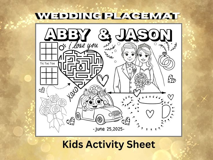 a wedding coloring page with the words,'baby and jason kids activity sheet '