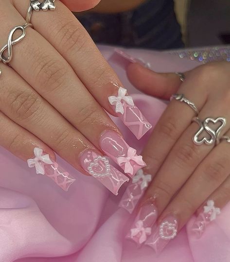 Baby Pink Acrylic Nails, Baddie Nails Ideas, Winter Nail Art Designs, Next Luxury, Fake Nails Designs, Retro Nails, Simple Gel Nails, Colored Acrylic Nails, Girly Acrylic Nails