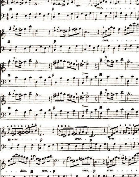 an old sheet music page with musical notations