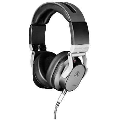 the steel headphones are black and silver