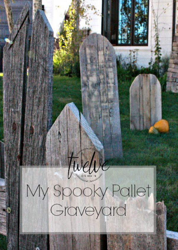 an old wooden fence with the words hello my spooky pallet graveyard