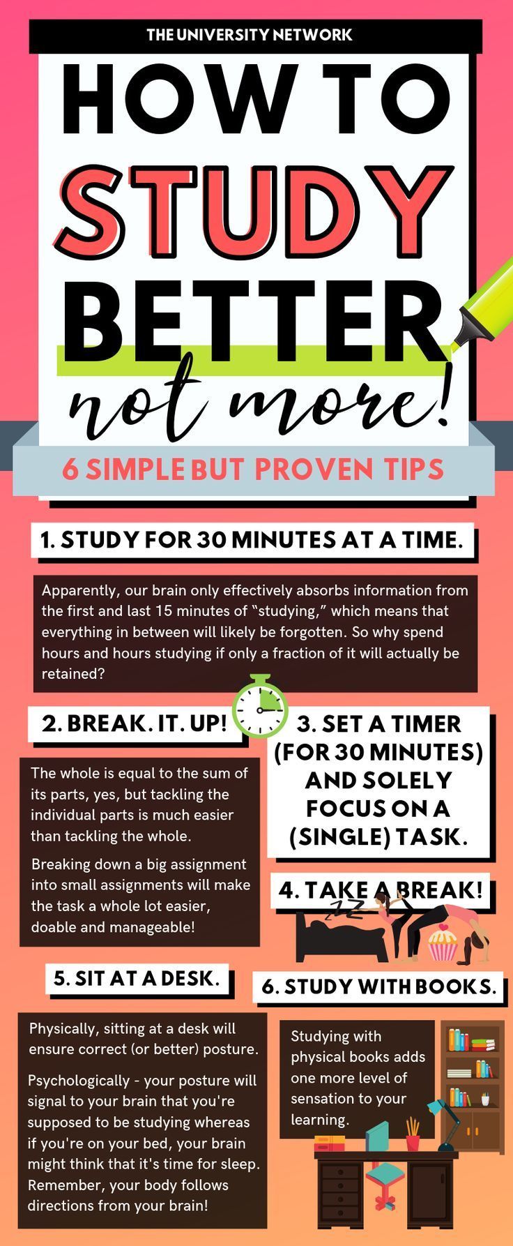 a poster with the words how to study better not more, and an image of a desk