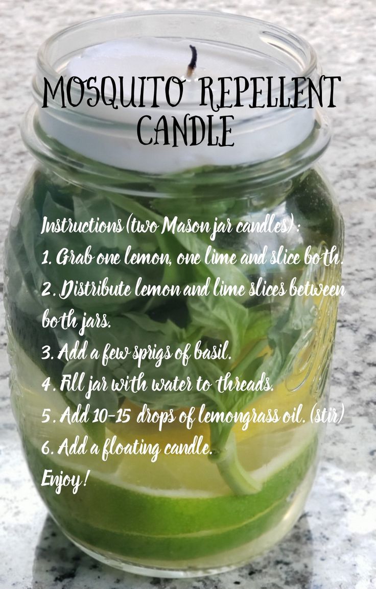 a mason jar filled with lemon and lime water for mosquito repellent candle recipe