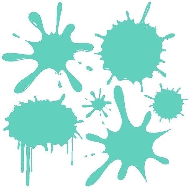 blue ink splatters on white background