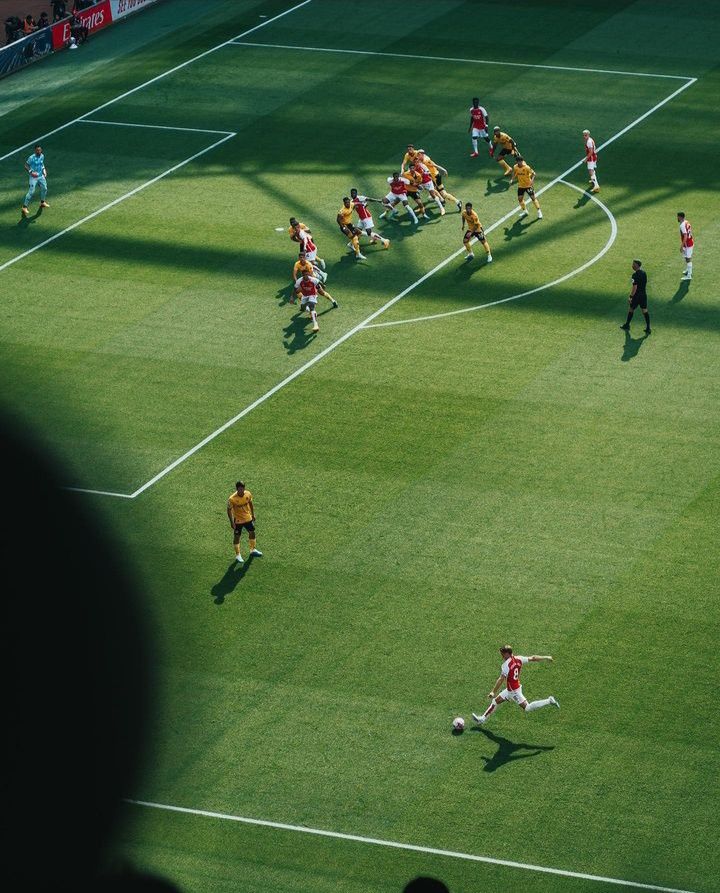 a group of people playing soccer on a field