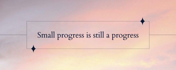 a sign that says small progress is still a progress with arrows pointing up in the sky