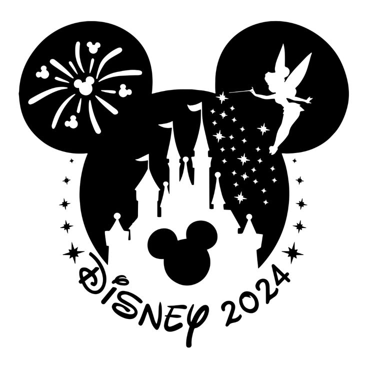 the logo for disney's new year's eve celebration in black and white