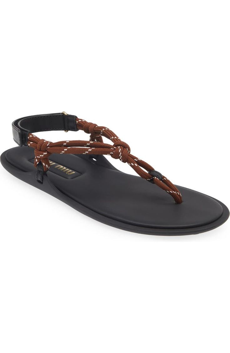 Miu Miu Riviere Cord & Leather Sandal (Women) | Nordstrom Pumped Up Kicks, The French Riviera, Leather Sandals Women, Spring Summer 2024, French Riviera, Sandal Women, Isabel Marant, Summer 2024, Family Vacation