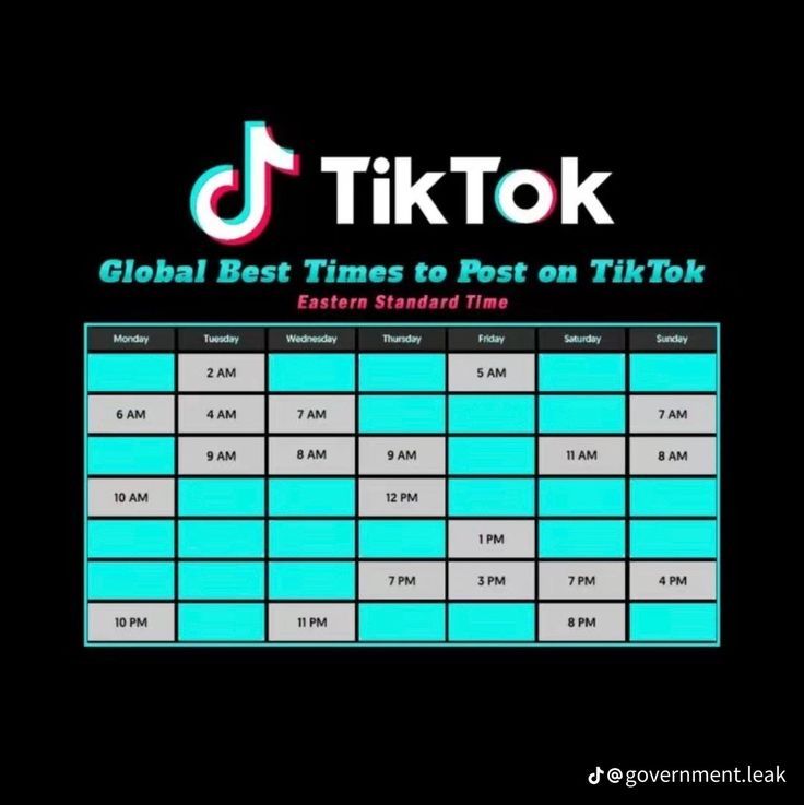 the tiktok times table with different times to post on tlktk