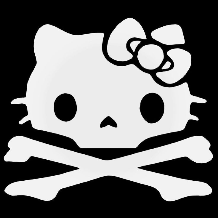 a hello kitty skull and crossbones with a bow on it's head