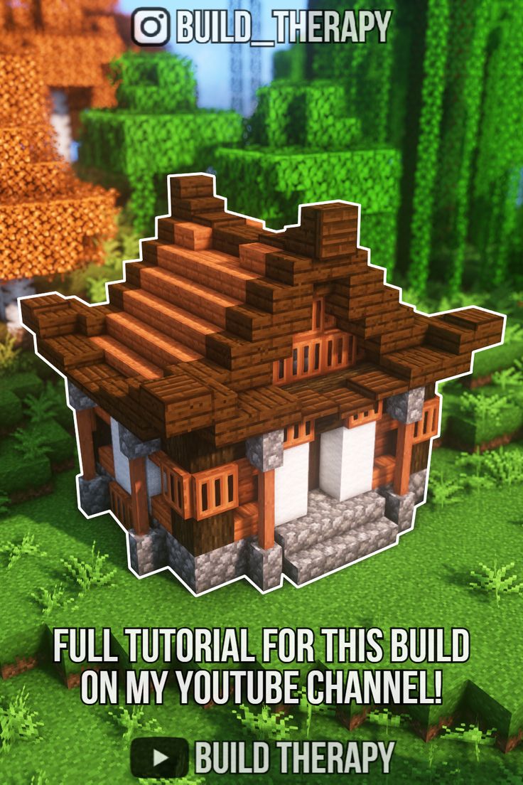 an image of a house in minecraft with text that reads build therapy full tutor for this building on my youtube channel