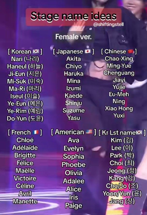 Stage Names For Singers, Kpop Idol Stage Name Ideas, Cute Stage Names, Stage Name Ideas Kpop Dr, Kpop Fandom Names Ideas, Fandom Name Ideas Kpop, Kpop Nicknames Ideas, Kpop Stage Name Ideas, Kpop Name Ideas